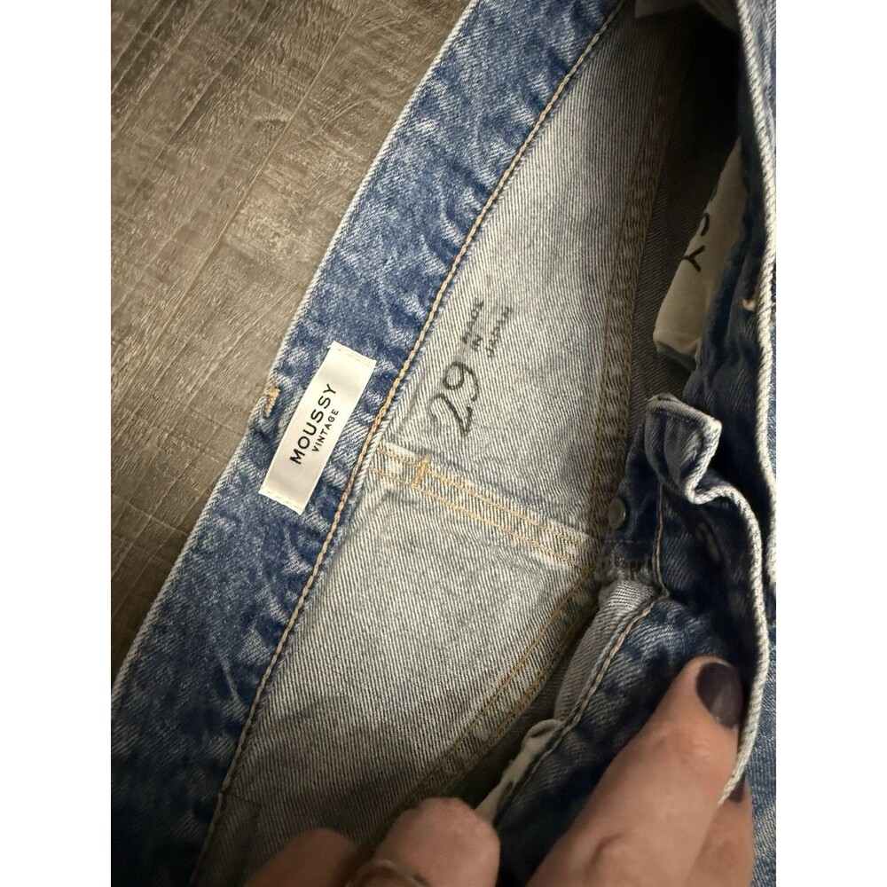 Moussy Light Blue Distressed High-Rise Jean Shorts - Picture 3 of 9